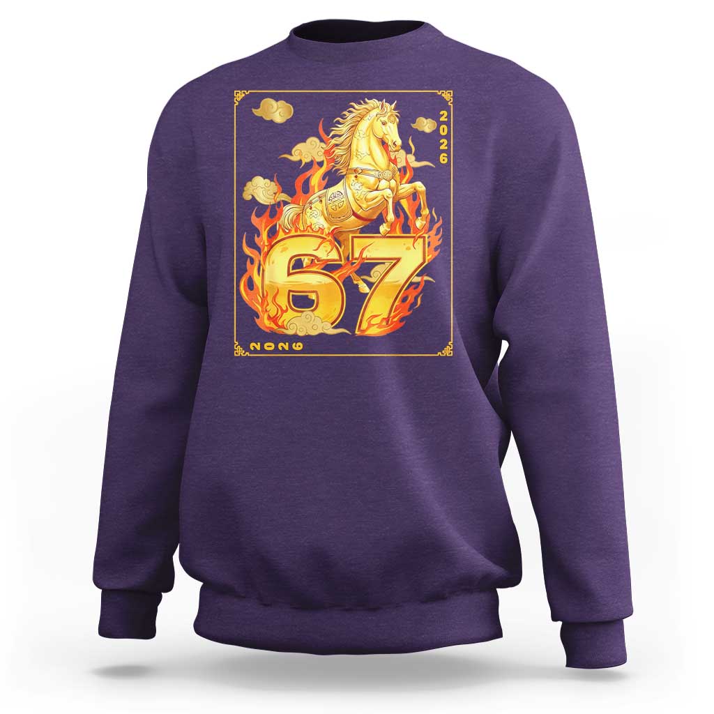 Funny Horse Six Seven Meme Sweatshirt Happy Lunar New Year - Wonder Print Shop