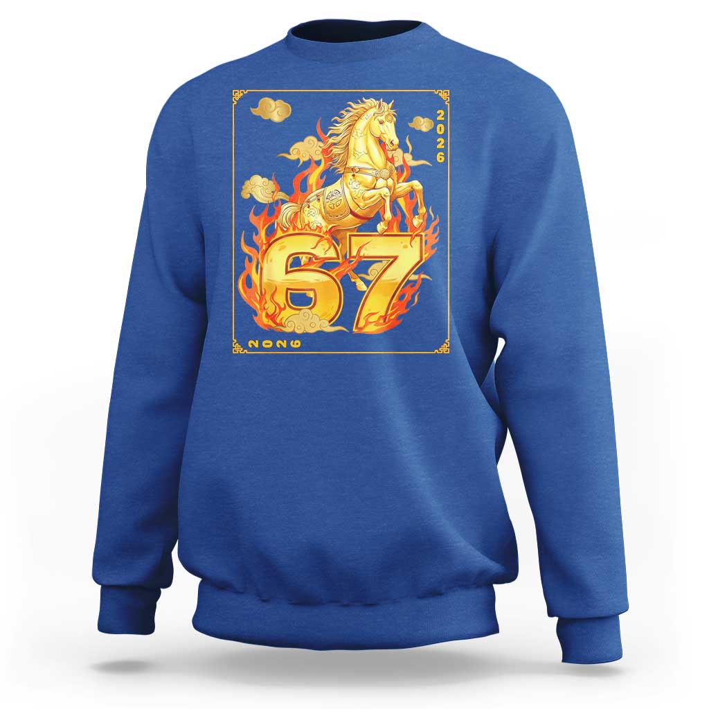Funny Horse Six Seven Meme Sweatshirt Happy Lunar New Year - Wonder Print Shop