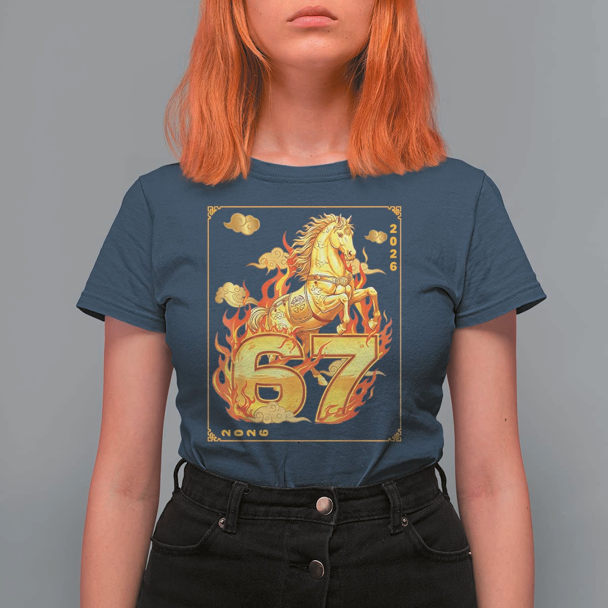 Funny Horse Six Seven Meme T Shirt For Women Happy Lunar New Year - Wonder Print Shop