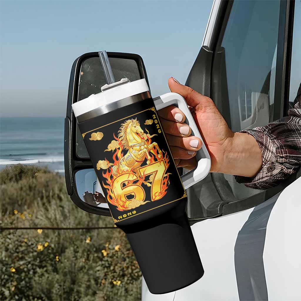 Funny Horse Six Seven Meme Tumbler With Handle Happy Lunar New Year - Wonder Print Shop