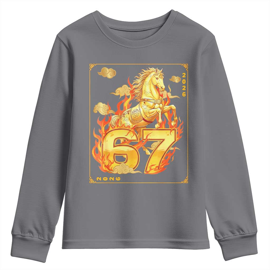 Funny Horse Six Seven Meme Youth Sweatshirt Happy Lunar New Year - Wonder Print Shop