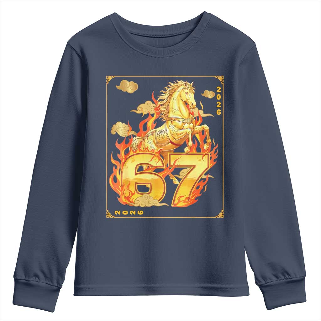 Funny Horse Six Seven Meme Youth Sweatshirt Happy Lunar New Year - Wonder Print Shop