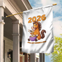 Still Not Joining A Gym Lunar New Year Garden Flag Funny Horse Eating Ramen - Wonder Print Shop