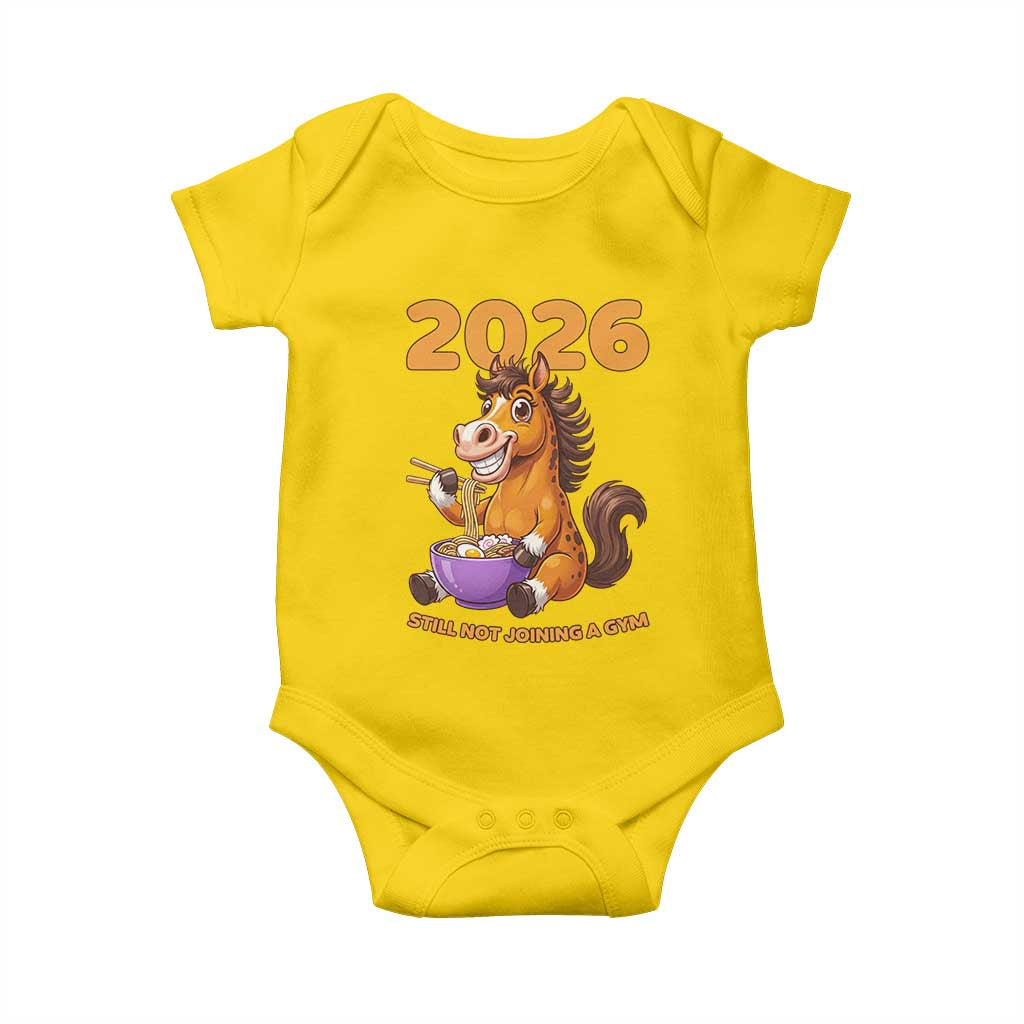 Still Not Joining A Gym Lunar New Year Baby Onesie Funny Horse Eating Ramen - Wonder Print Shop