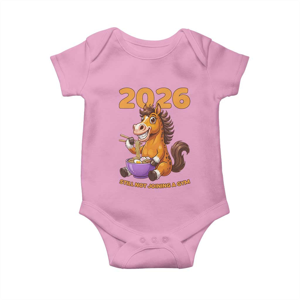 Still Not Joining A Gym Lunar New Year Baby Onesie Funny Horse Eating Ramen - Wonder Print Shop