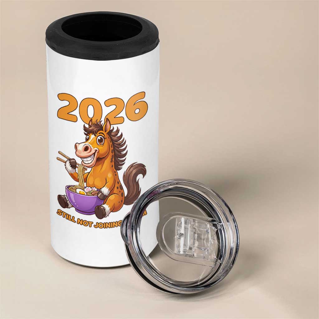 Still Not Joining A Gym Lunar New Year 4 in 1 Can Cooler Tumbler Funny Horse Eating Ramen - Wonder Print Shop