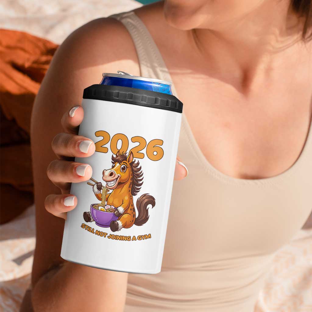 Still Not Joining A Gym Lunar New Year 4 in 1 Can Cooler Tumbler Funny Horse Eating Ramen - Wonder Print Shop