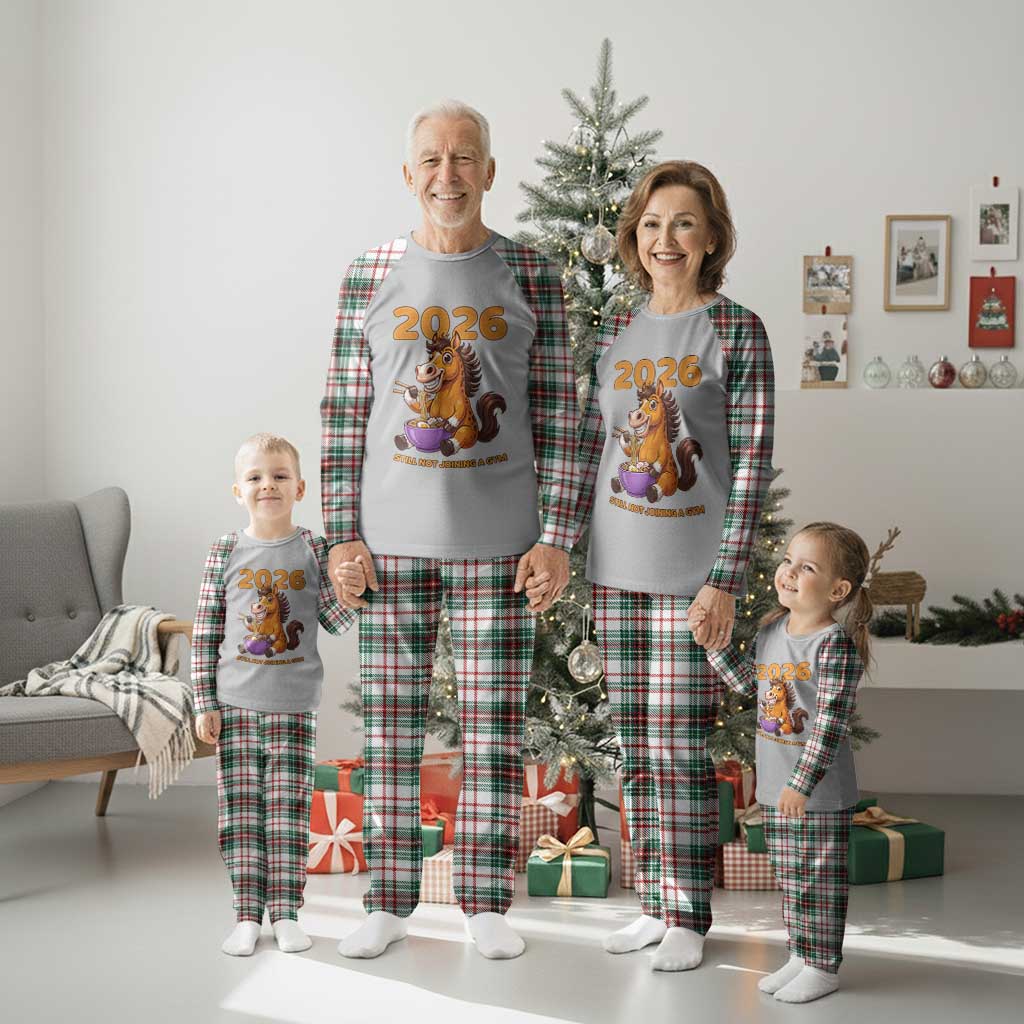 Still Not Joining A Gym Lunar New Year Plaid Pajama Set Funny Horse Eating Ramen - Wonder Print Shop