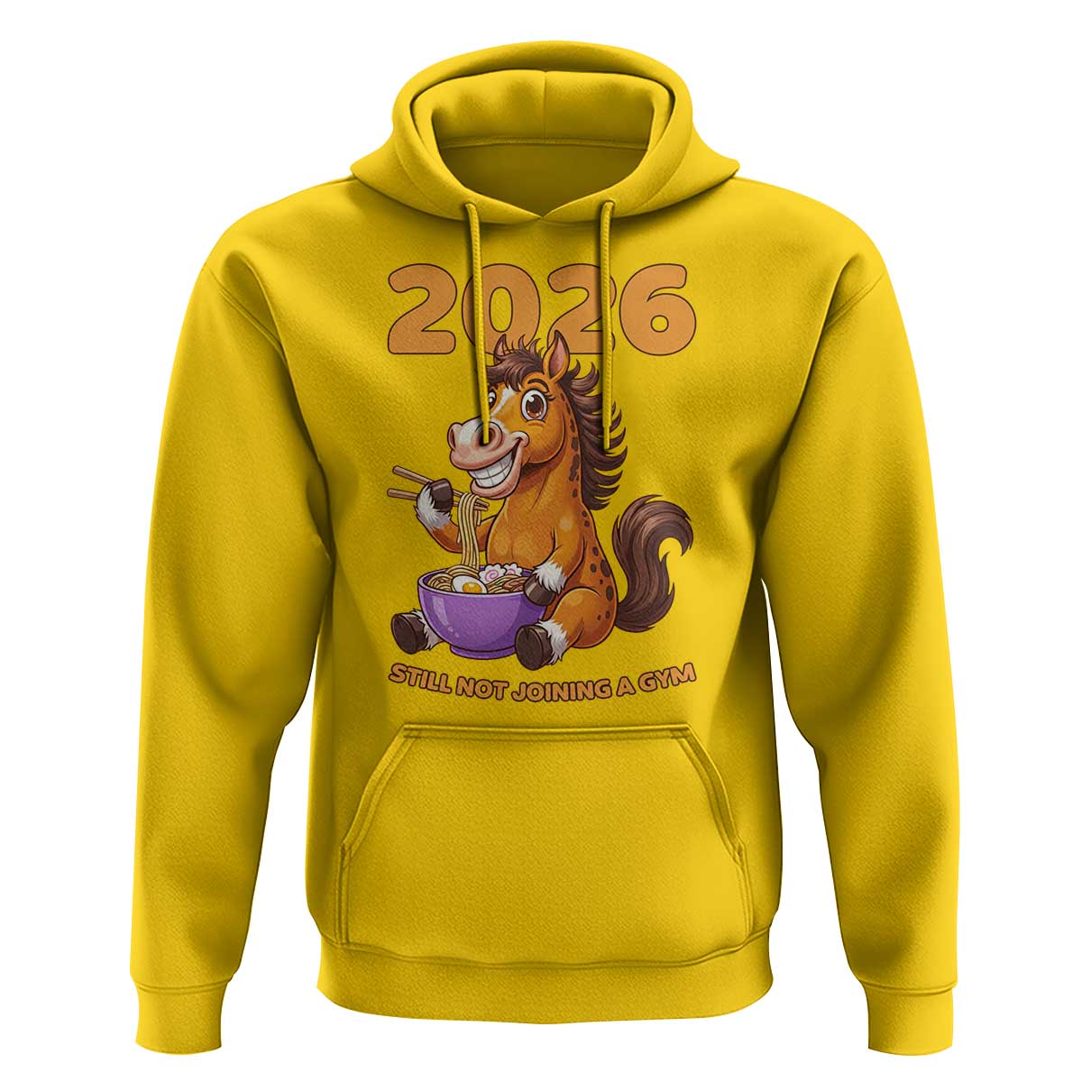 Still Not Joining A Gym Lunar New Year Hoodie Funny Horse Eating Ramen - Wonder Print Shop