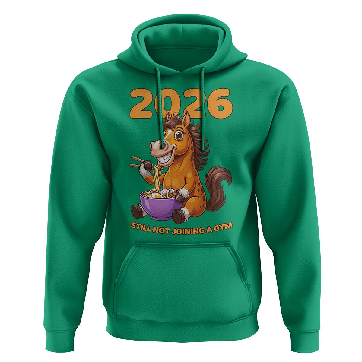 Still Not Joining A Gym Lunar New Year Hoodie Funny Horse Eating Ramen - Wonder Print Shop