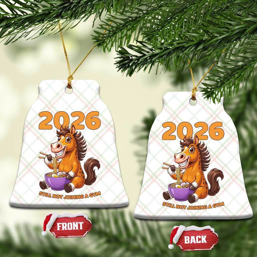 Still Not Joining A Gym Lunar New Year Ceramic Ornament Funny Horse Eating Ramen - Wonder Print Shop