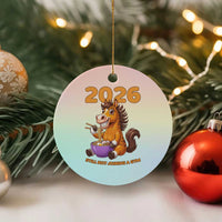 Still Not Joining A Gym Lunar New Year Ceramic Ornament Funny Horse Eating Ramen - Wonder Print Shop