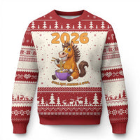 Still Not Joining A Gym Lunar New Year Ugly Christmas Sweater Funny Horse Eating Ramen - Wonder Print Shop