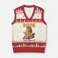 Still Not Joining A Gym Lunar New Year V-Neck Knit Sweater Vest Funny Horse Eating Ramen - Wonder Print Shop