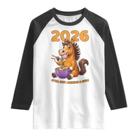 Still Not Joining A Gym Lunar New Year Raglan Shirt Funny Horse Eating Ramen - Wonder Print Shop