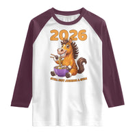 Still Not Joining A Gym Lunar New Year Raglan Shirt Funny Horse Eating Ramen - Wonder Print Shop