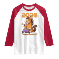 Still Not Joining A Gym Lunar New Year Raglan Shirt Funny Horse Eating Ramen - Wonder Print Shop