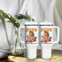 Still Not Joining A Gym Lunar New Year Tumbler With Handle Funny Horse Eating Ramen - Wonder Print Shop