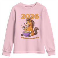 Still Not Joining A Gym Lunar New Year Youth Sweatshirt Funny Horse Eating Ramen - Wonder Print Shop