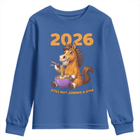 Still Not Joining A Gym Lunar New Year Youth Sweatshirt Funny Horse Eating Ramen - Wonder Print Shop