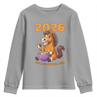 Still Not Joining A Gym Lunar New Year Youth Sweatshirt Funny Horse Eating Ramen - Wonder Print Shop