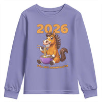 Still Not Joining A Gym Lunar New Year Youth Sweatshirt Funny Horse Eating Ramen - Wonder Print Shop