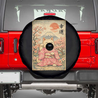 Japanese Anime Maneki Neko Spare Tire Cover Kawaii Waving Cat Good Luck Kanji - Wonder Print Shop
