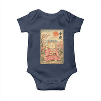 Japanese Anime Maneki Neko Baby Onesie Kawaii Waving Cat Good Luck Kanji - Wonder Print Shop