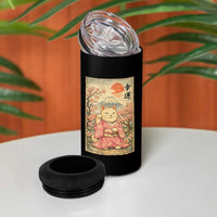 Japanese Anime Maneki Neko 4 in 1 Can Cooler Tumbler Kawaii Waving Cat Good Luck Kanji - Wonder Print Shop