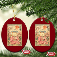 Japanese Anime Maneki Neko Ceramic Ornament Kawaii Waving Cat Good Luck Kanji - Wonder Print Shop