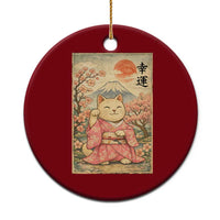Japanese Anime Maneki Neko Ceramic Ornament Kawaii Waving Cat Good Luck Kanji - Wonder Print Shop