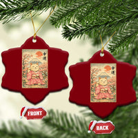 Japanese Anime Maneki Neko Ceramic Ornament Kawaii Waving Cat Good Luck Kanji - Wonder Print Shop