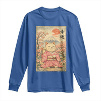 Japanese Anime Maneki Neko Long Sleeve Shirt Kawaii Waving Cat Good Luck Kanji - Wonder Print Shop