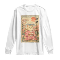 Japanese Anime Maneki Neko Long Sleeve Shirt Kawaii Waving Cat Good Luck Kanji - Wonder Print Shop