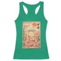 Japanese Anime Maneki Neko Racerback Tank Top Kawaii Waving Cat Good Luck Kanji - Wonder Print Shop