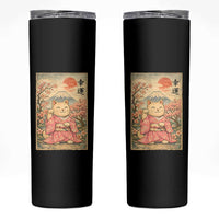 Japanese Anime Maneki Neko Skinny Tumbler Kawaii Waving Cat Good Luck Kanji - Wonder Print Shop