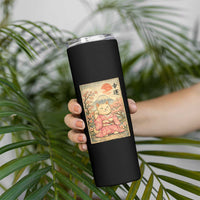 Japanese Anime Maneki Neko Skinny Tumbler Kawaii Waving Cat Good Luck Kanji - Wonder Print Shop
