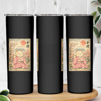 Japanese Anime Maneki Neko Skinny Tumbler Kawaii Waving Cat Good Luck Kanji - Wonder Print Shop