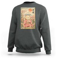 Japanese Anime Maneki Neko Sweatshirt Kawaii Waving Cat Good Luck Kanji - Wonder Print Shop