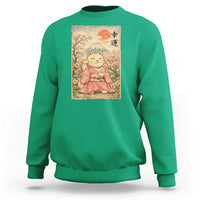 Japanese Anime Maneki Neko Sweatshirt Kawaii Waving Cat Good Luck Kanji - Wonder Print Shop