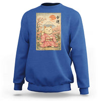 Japanese Anime Maneki Neko Sweatshirt Kawaii Waving Cat Good Luck Kanji - Wonder Print Shop