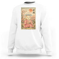 Japanese Anime Maneki Neko Sweatshirt Kawaii Waving Cat Good Luck Kanji - Wonder Print Shop
