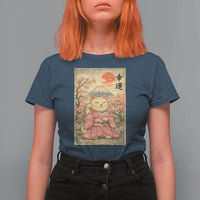 Japanese Anime Maneki Neko T Shirt For Women Kawaii Waving Cat Good Luck Kanji - Wonder Print Shop