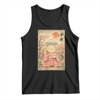 Japanese Anime Maneki Neko Tank Top Kawaii Waving Cat Good Luck Kanji - Wonder Print Shop