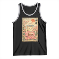 Japanese Anime Maneki Neko Tank Top Kawaii Waving Cat Good Luck Kanji - Wonder Print Shop