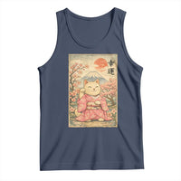 Japanese Anime Maneki Neko Tank Top Kawaii Waving Cat Good Luck Kanji - Wonder Print Shop