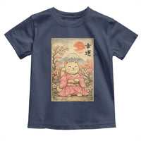 Japanese Anime Maneki Neko Toddler T Shirt Kawaii Waving Cat Good Luck Kanji - Wonder Print Shop