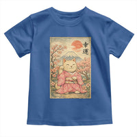 Japanese Anime Maneki Neko Toddler T Shirt Kawaii Waving Cat Good Luck Kanji - Wonder Print Shop