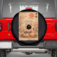 Japanese Maneki Neko Drinking Tea Kawaii Lucky Cat Spare Tire Cover - Wonder Print Shop