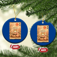 Japanese Maneki Neko Drinking Tea Kawaii Lucky Cat Ceramic Ornament - Wonder Print Shop